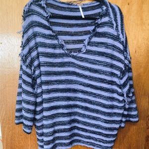 Free People Oversized Fringe Distressed Knit L